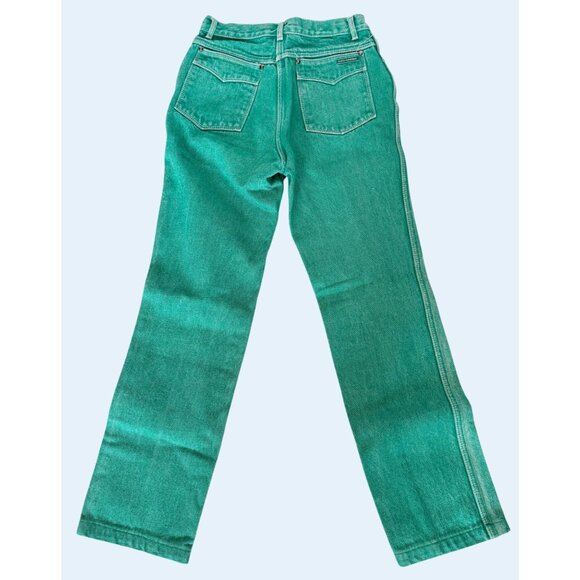 Vintage GLORIA VANDERBILT For Murjani 70s / 80s Green High Waist Jeans Size 24 - Picture 5 of 8